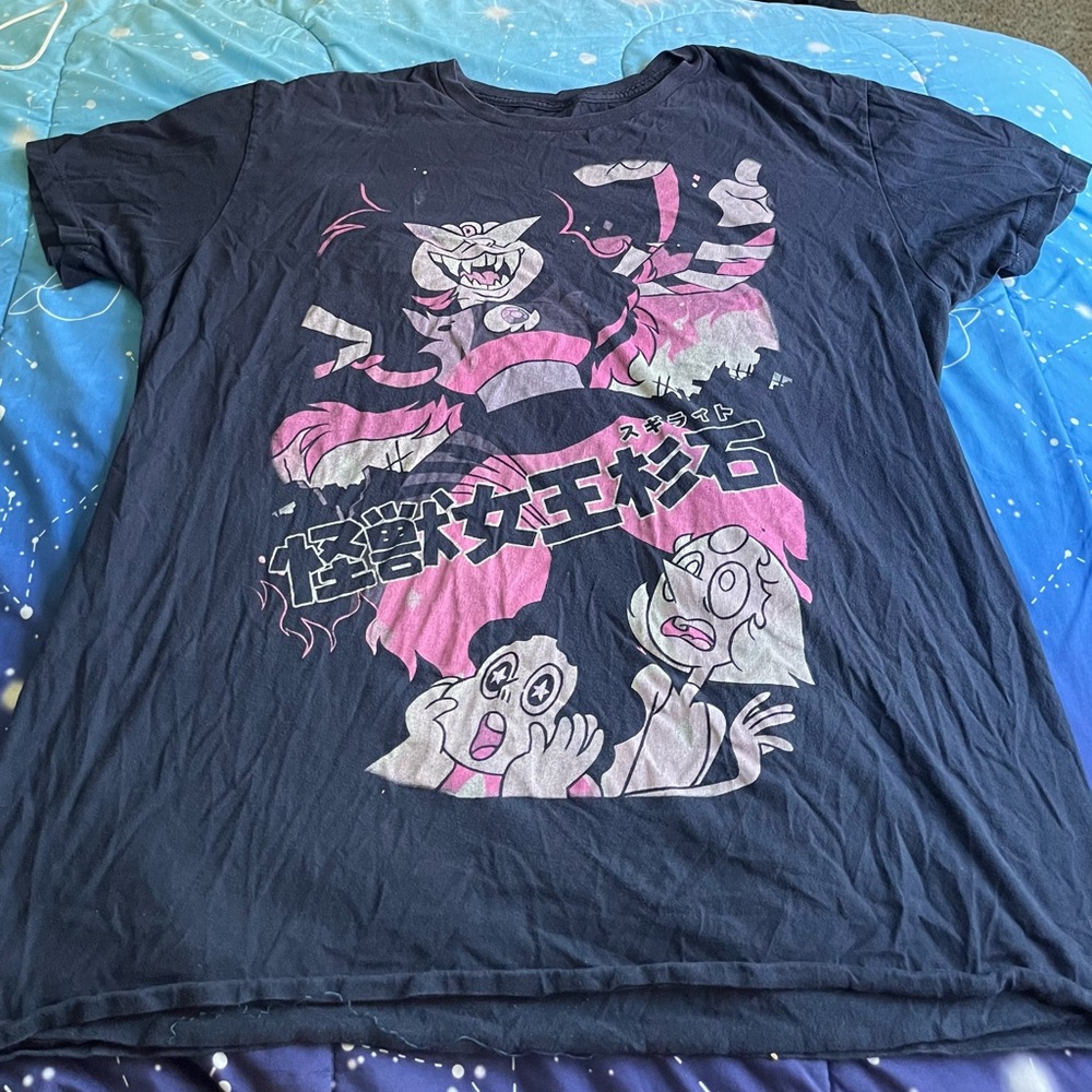 Hot Topic Blue and Pink Short Sleeve Tee Steven Universe Sugilite Comic